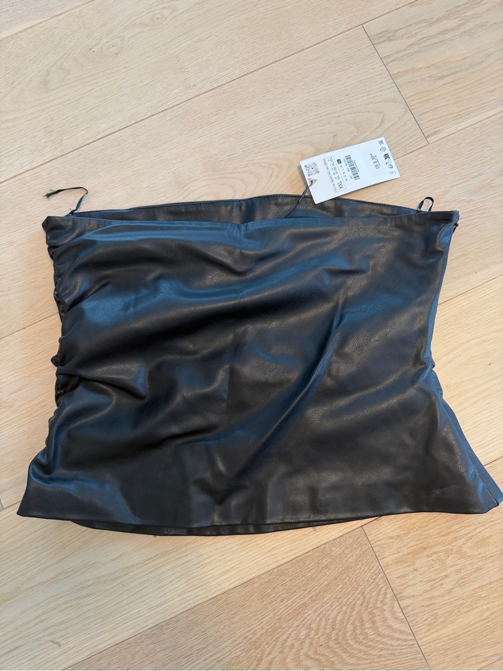 Zara Black Faux Leather Strapless Tube Top